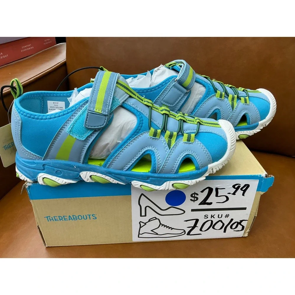Thereabouts Rift Sandals Kids Size 5M Teal Blue New Closed Toe Water Shoes